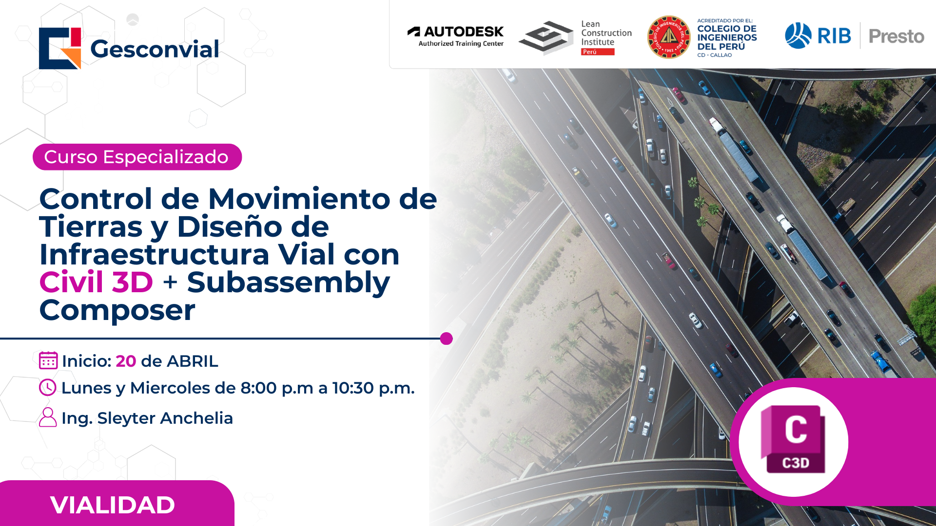 Control de Movimiento de Tierras y Diseño de Infraestructura Vial con Civil 3D +  Subassembly Composer