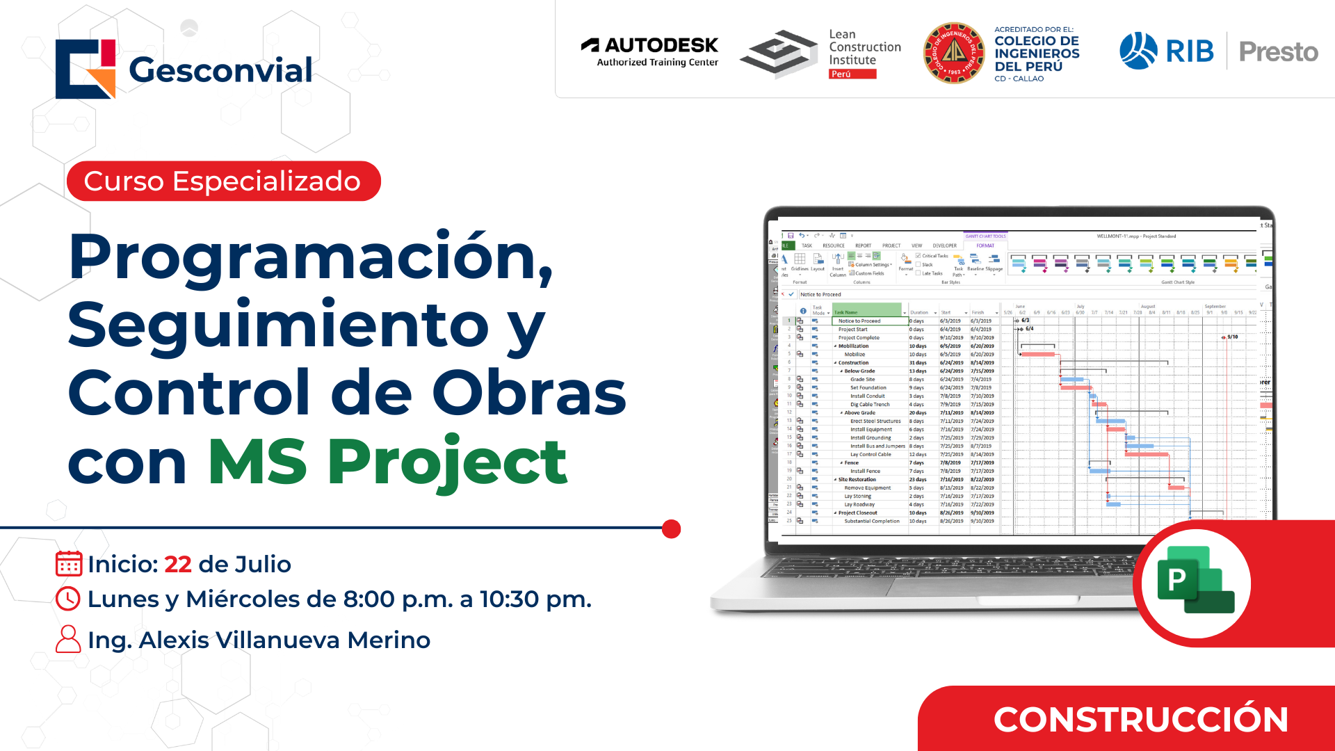 Programación, Seguimiento y Control de Obras con MS Project