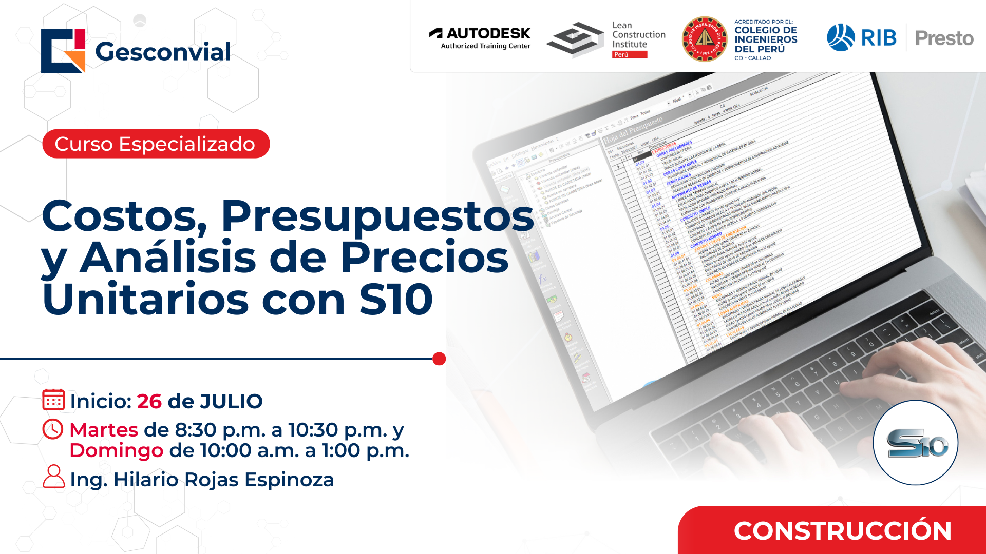 Costos, Presupuestos y Análisis de Precios Unitarios con S10