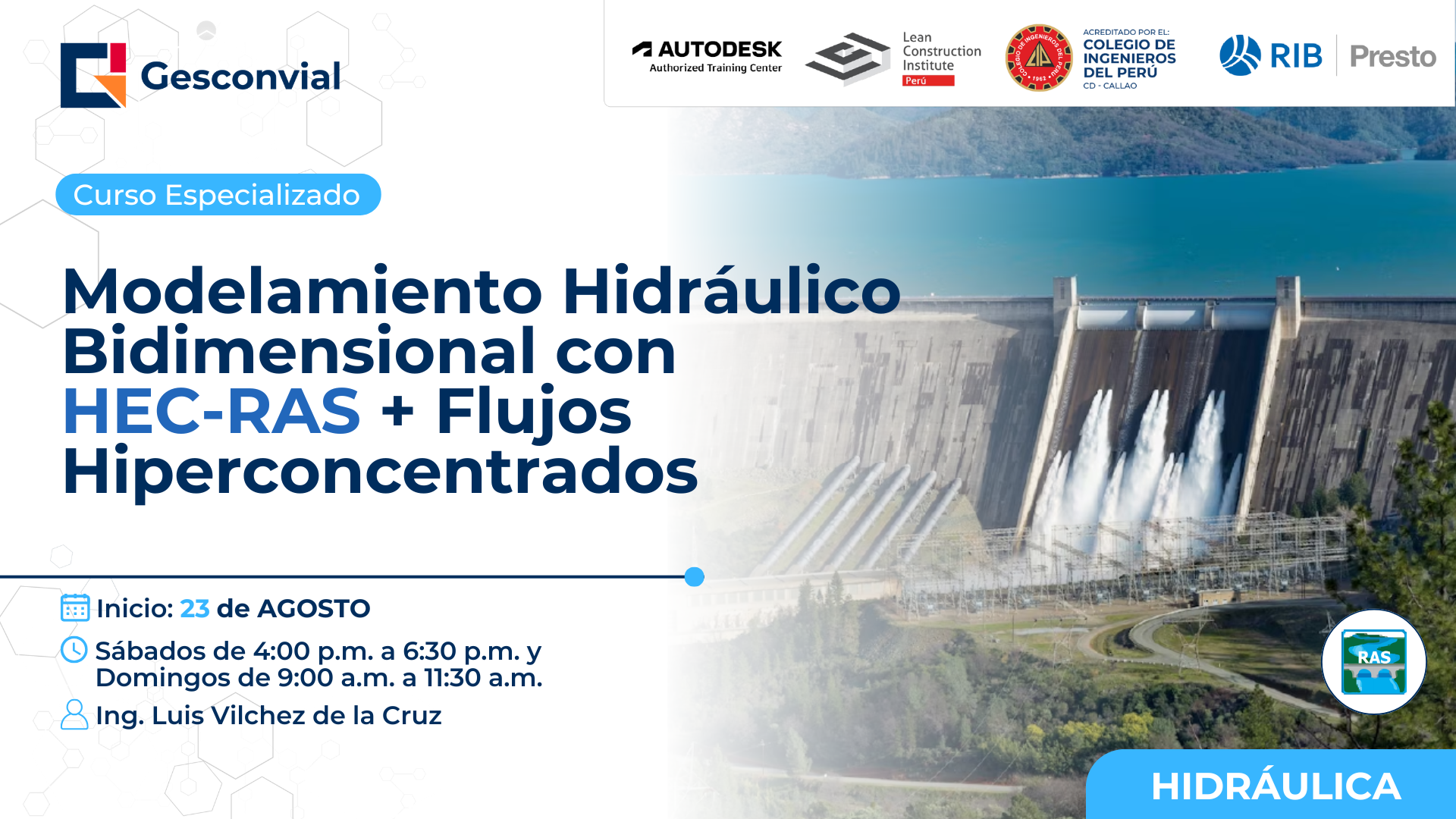 Modelamiento Hidráulico Bidimensional con HEC-RAS + Flujos Hiperconcentrados
