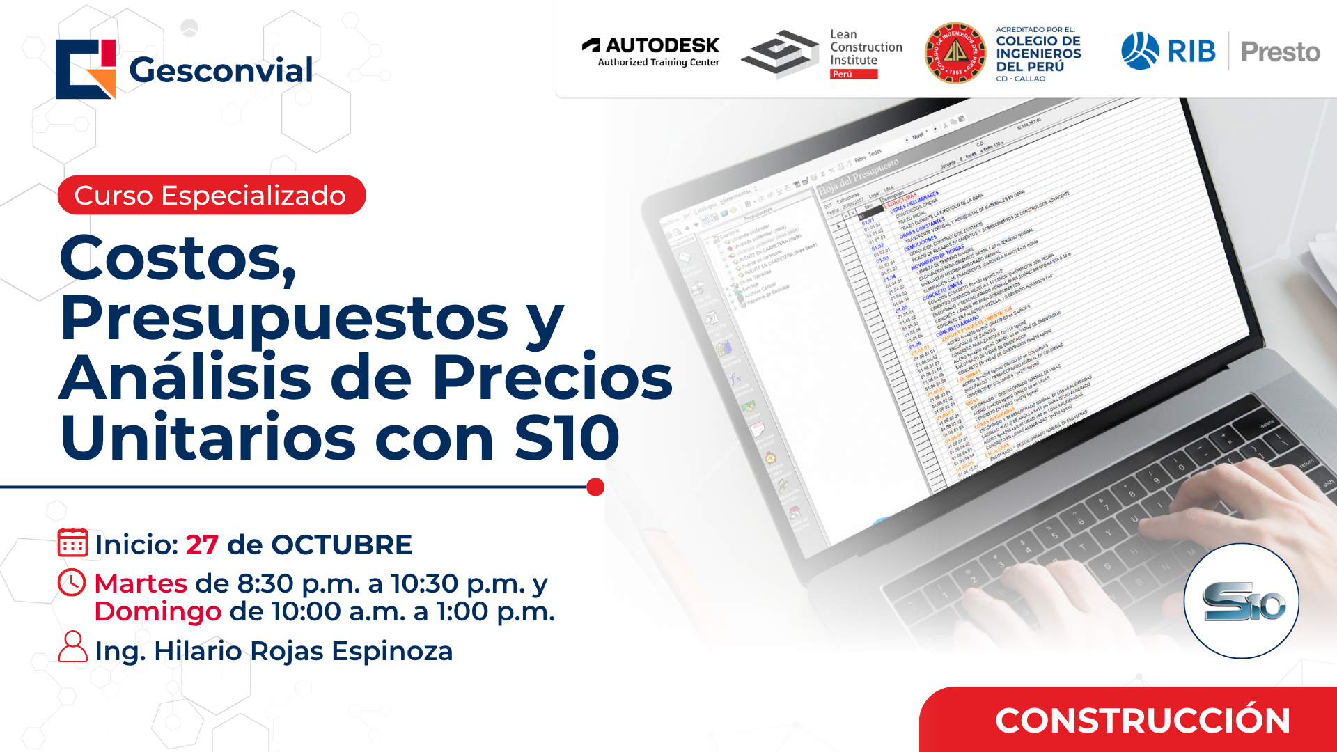 Costos, Presupuestos y Análisis de Precios Unitarios con S10