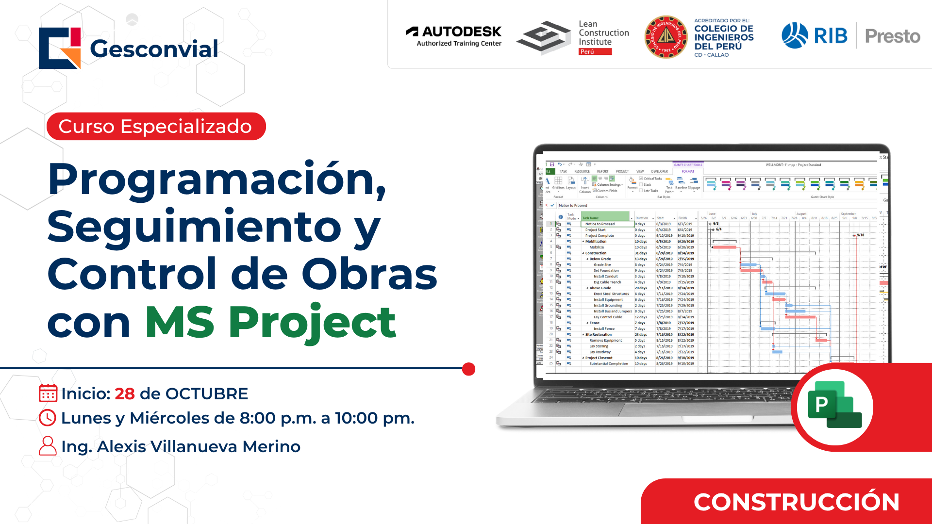 Programación, Seguimiento y Control de Obras con MS Project