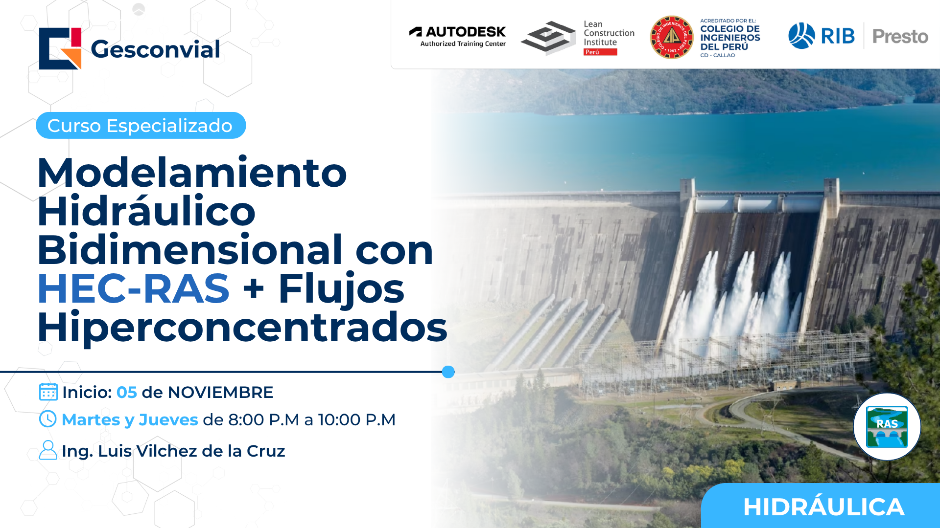 Modelamiento Hidráulico Bidimensional con HEC-RAS + Flujos Hiperconcentrados