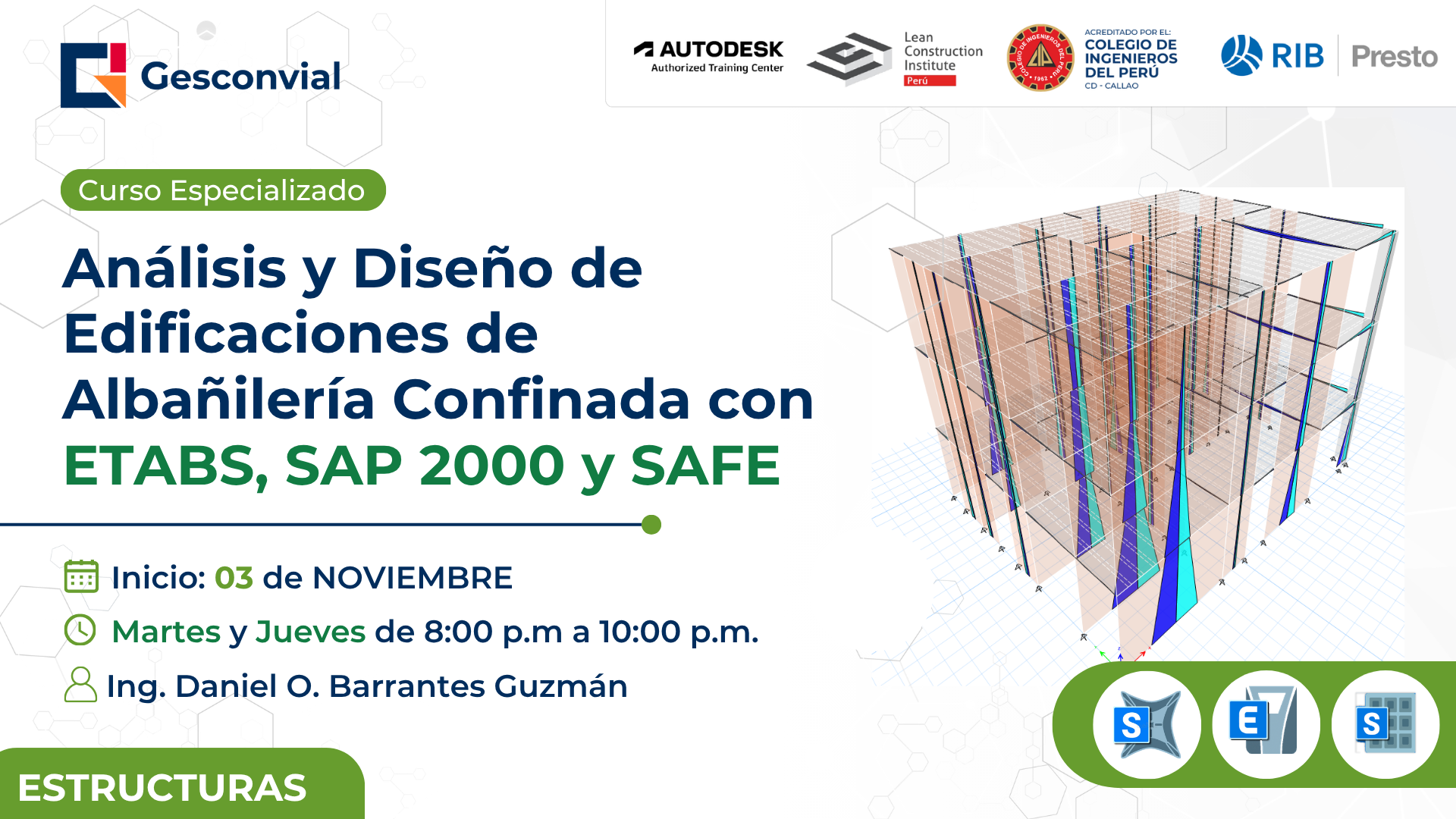 Análisis y Diseño de Edificaciones de Albañilería Confinada con ETABS, SAP 2000 y SAFE