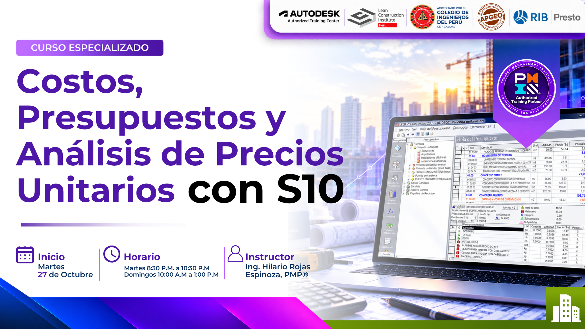 Costos, Presupuestos y Análisis de Precios Unitarios con S10